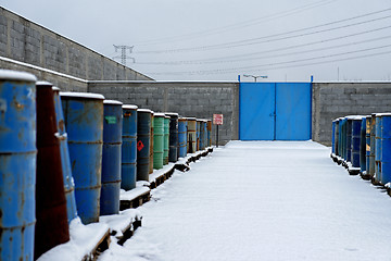 Image showing Chemical waste dump with a lot of barrels