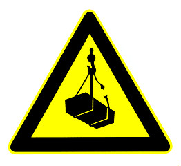 Image showing Overhead loads yellow sign