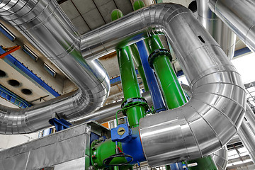 Image showing Industrial pipes in a thermal power plant