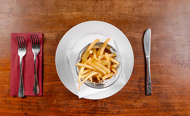 Image showing Delicious french fries closeup