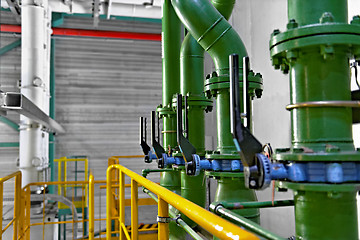 Image showing Industrial pipes in a power plant