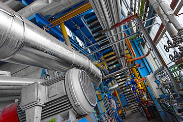 Image showing Industrial pipes in a thermal power plant