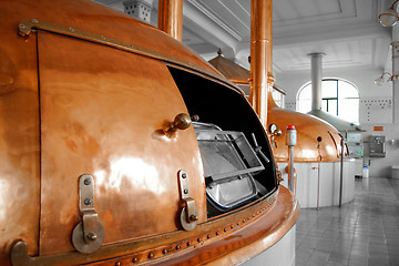 Image showing Beer factory with large storage tanks