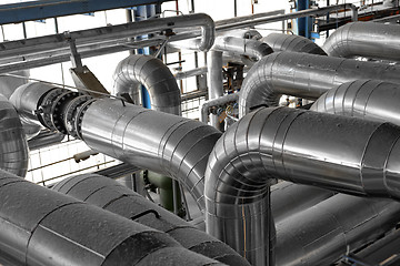 Image showing Industrial pipes in a thermal power plant