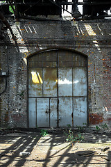 Image showing Industrial door of a factory