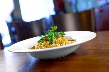 Image showing Delicious pasta on white plate