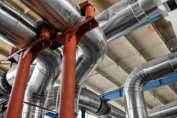 Image showing Industrial pipes in a thermal power plant