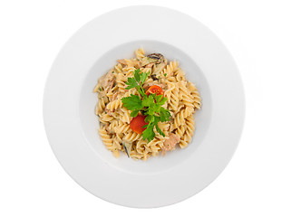 Image showing Delicious pasta on white plate