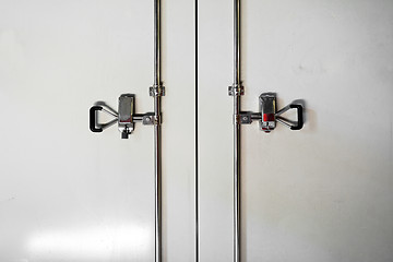 Image showing Steel locker closeup photo