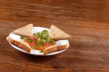 Image showing Healthy appetizer with  toast and gnocci