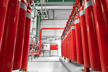 Image showing Large CO2 fire extinguishers in a power plant