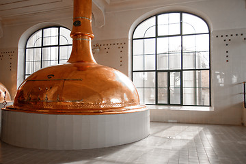 Image showing Beer factory with large storage tanks