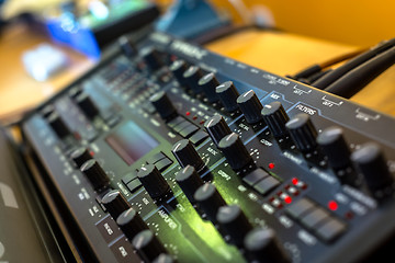 Image showing Closeup photo of an audio mixer