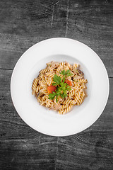 Image showing Delicious pasta on white plate