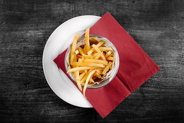 Image showing Delicious french fries closeup