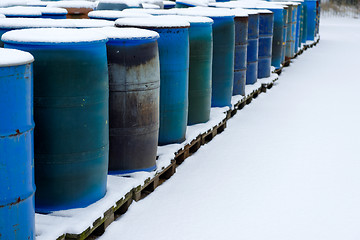 Image showing Chemical waste dump with a lot of barrels