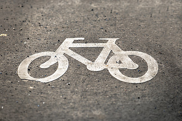 Image showing Bicycle sign on the road