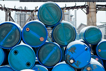 Image showing Chemical waste dump with a lot of barrels