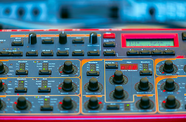 Image showing Closeup photo of an audio mixer