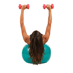 Image showing Young woman with sport gymnastic ball