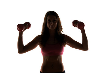 Image showing Fitness instructor in a studio working out