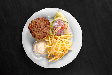 Image showing Delicious hamburger on white plate