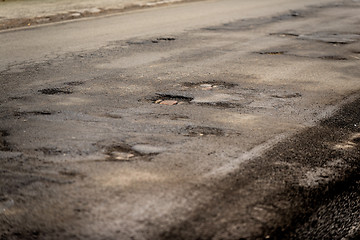 Image showing Damaged car road with a lot of cracks