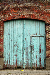 Image showing Industrial door in blue colors