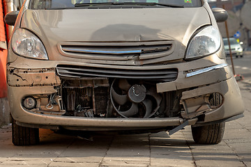 Image showing Damaged front part of a car