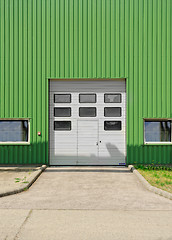 Image showing Large industrial door on a warehouse