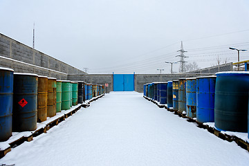 Image showing Chemical waste dump with a lot of barrels