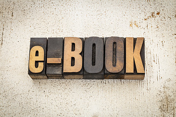 Image showing e-book word in wood type