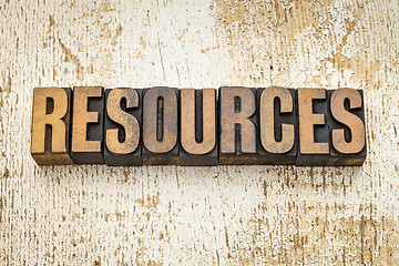 Image showing resources word in wood type