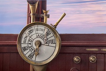 Image showing engine controls on ship brisge