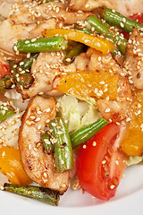 Image showing Warm salad with chicken