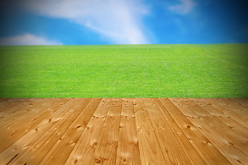 Image showing wooden terrace with beautiful view