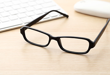 Image showing Keyboard, mouse and glasses