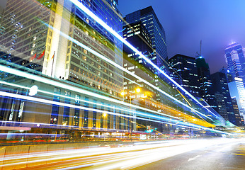 Image showing Traffic in city at night