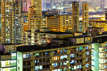 Image showing Illuminated architecture in Hong Kong at night