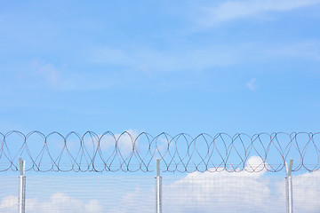 Image showing Chain link fence with barbed wire