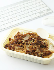 Image showing Fast food lunch at office