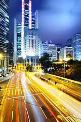 Image showing Traffic car light on highway in city