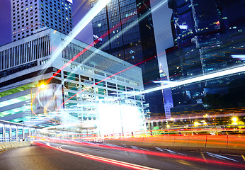 Image showing City at night with busy traffic