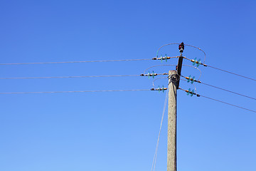 Image showing Powerline under blue sky