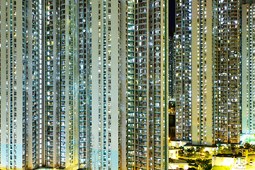 Image showing Illuminated residential building in Hong Kong 