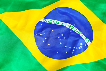 Image showing Waving Fabric Flag of Brazil
