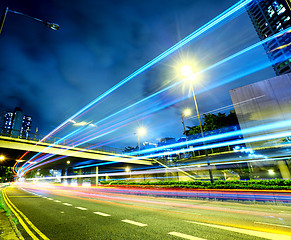 Image showing Traffic in city at night