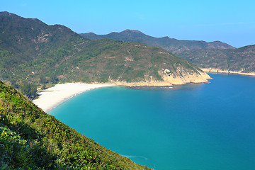 Image showing Island with beach and mountain  