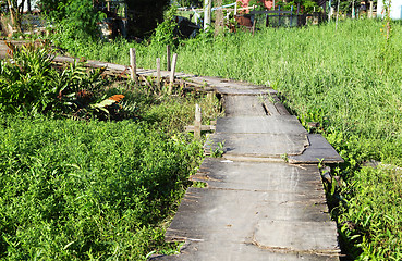 Image showing Wooden path in countryside