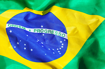 Image showing Waving Fabric Brazil Flag